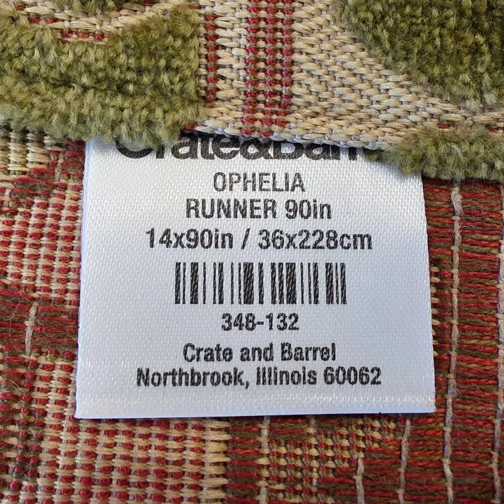 Vintage Crate & Barrel Jacquard Ophelia Table Runner 14 x 90